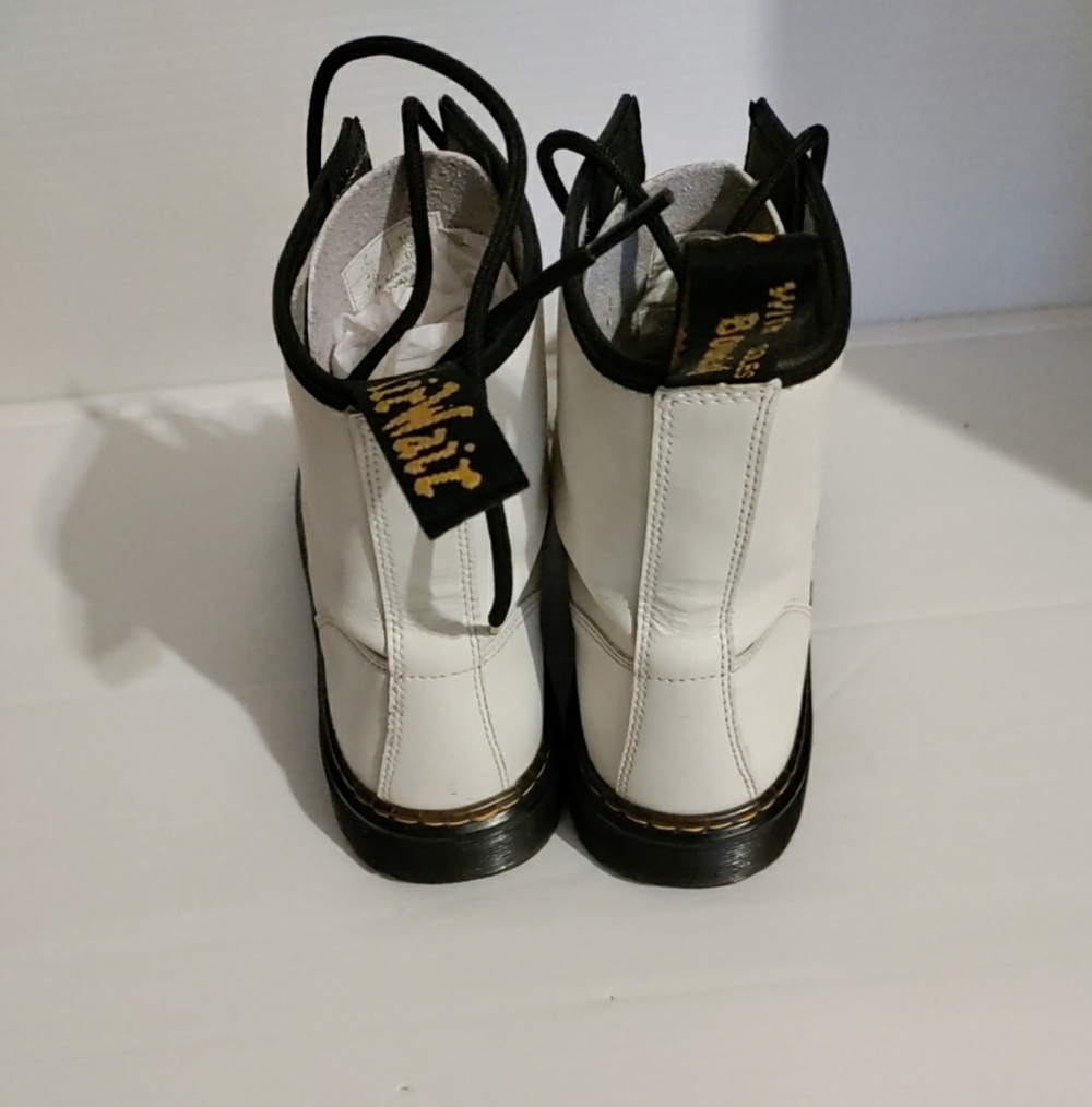 Dr Martens White Air Wair Combat BOOTS Womens 10 Lace-up Ankle AW004 ZAVALA - Picture 3 of 8